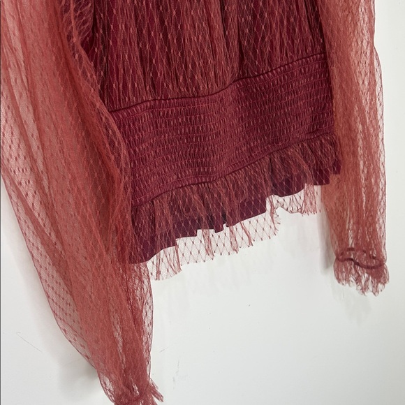 BY ANTHROPOLOGIE Tulle Sheer Balloon Sleeve Blouse Size Small - Picture 13 of 16